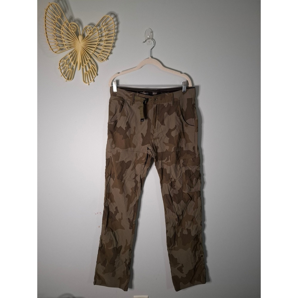 Prana Zion Relaxed Fit Cargo Pants Mens 32x34 Brown Camo Stretch Hiking Outdoor